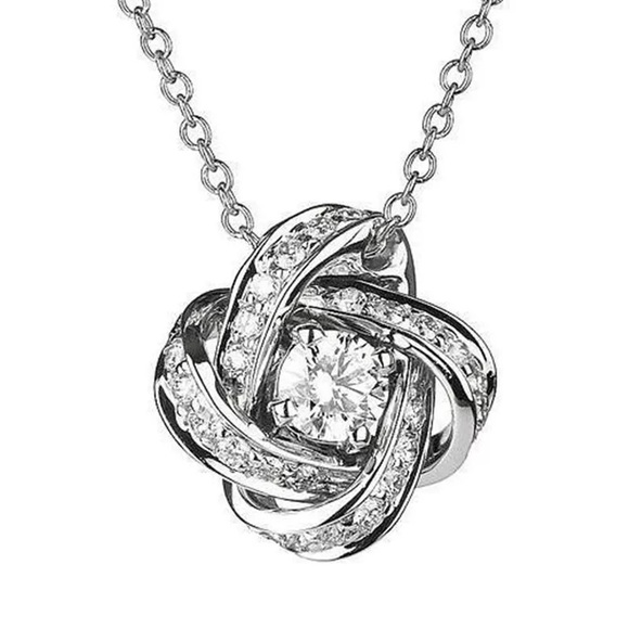 Jewelry - New 925 Silver Beautiful Flower Diamond Necklace